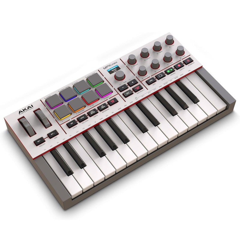 Akai MPK Mini Play MKIV Mini Tastiera Controller Midi 25T, USB e 8 Pad MPC, Grey