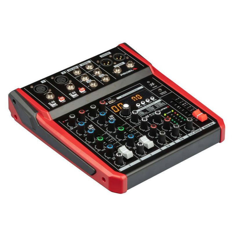 Proel PLAYMIX6 Mixer 6 ingressi Bluetooth, lettore MP3, Registrazione stereo USB