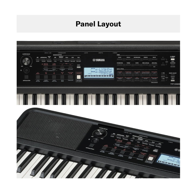Yamaha PSR-E383 Tastiera Dig. Portatile 61T + HPH-50B + Dam BT100 Borsa trasp.