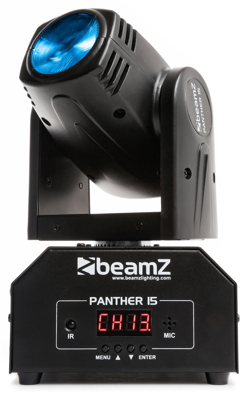 Beamz Panther 15 Led Beam Moving Head IRC Testa mobile Spot 10W, 4/13 canali DMX