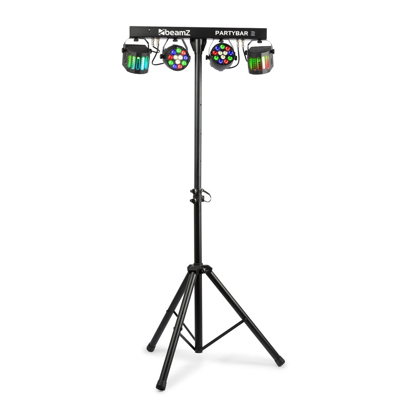 Beamz PartyBar2 Barra d'illuminazione 2PAR 12x1W RGBW 2 derby DMX IR + treppiedi