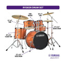 Yamaha RDP2F5 ORG Set Orange Glitter Rydeen Acoustic Drum Batteria Cassa 22"