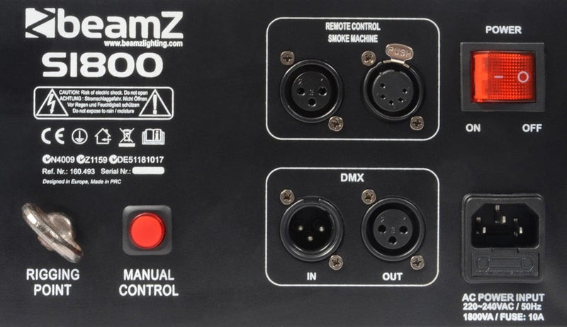 Beamz S1800 DMX Smokemachine DMX hor/vert Macchina fumo da 1800w con telecomando