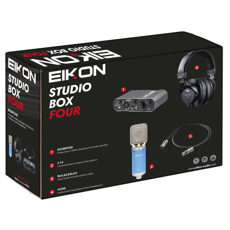 Proel EIKON STUDIO BOX FOUR Kit Cuffia+Mic+Sch. Audio+EK6NF Casse+MQ6 Mixer+Cavi