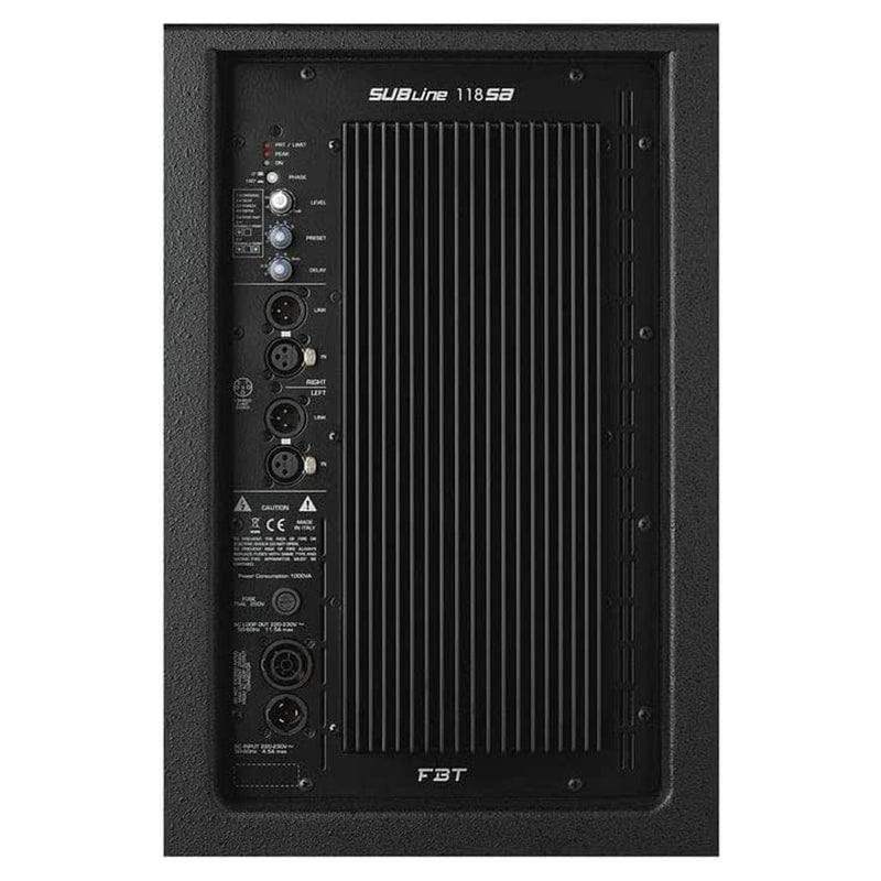 FBT SubLine 118SA Subwoofer Attivo da 18" 1200w RMS Bass reflex e DSP 8 Preset
