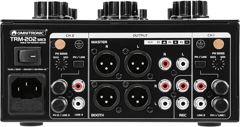 Omnitronic TRM-202 MK3 Mixer Dj rotativo 2C con isolatore di frequenza a 3 bande