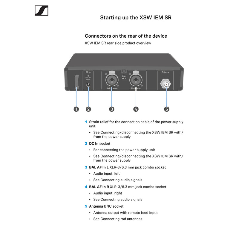 Sennheiser XSW IEM SET-B (572-596 MHz) Ear Monitor Pro con Auricolare IE4, Nero