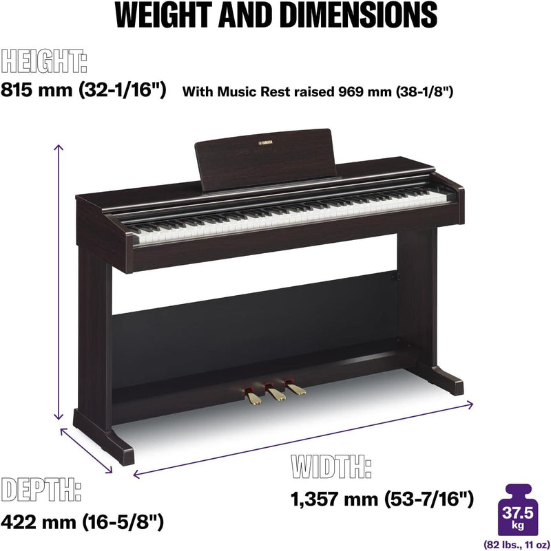 Yamaha YDP-105WH Arius Pianoforte Tastiera Digitale 88 Tasti Pesati (GHS) Bianco