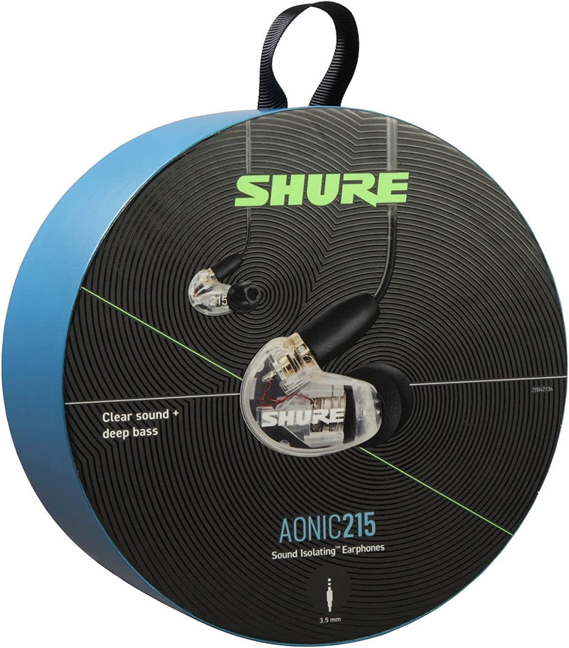 Shure AONIC 215 Auricolari con microfono ad isolamento del rumore, Trasparente
