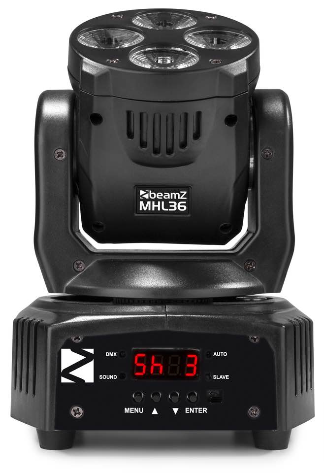 Beamz MHL36 Moving Head Coppia Teste mobili a led 4x9W 3in1 inclusa bag Trasport