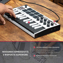Akai MPK Mini MKIII Mini Tastiera Controller 25Tasti MIDI USB 8 Drum Pad, White