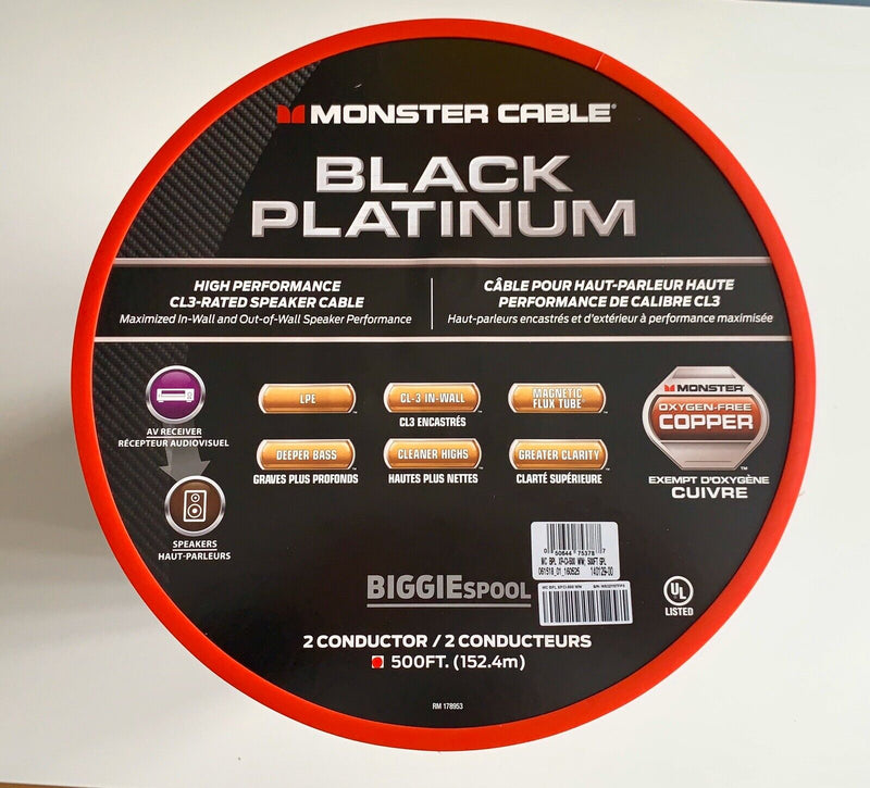 Monster Cable BLACK PLATINUM CL3 Cavo audio per diffusori a 2 conduttori da 15mt