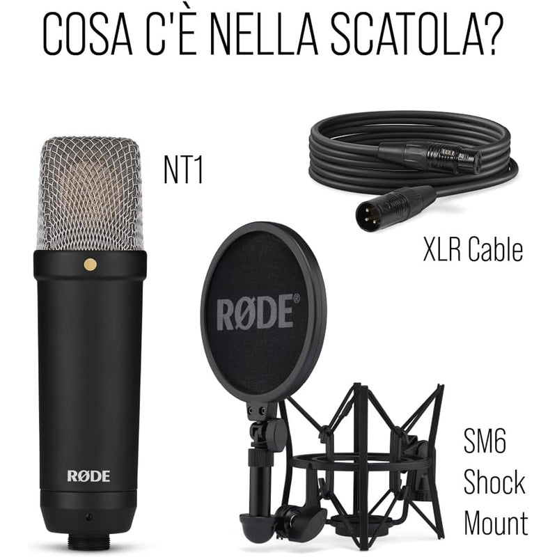 Rode NT1 Signature Microfono pro da studio a condensatore diaframma largo, Nero