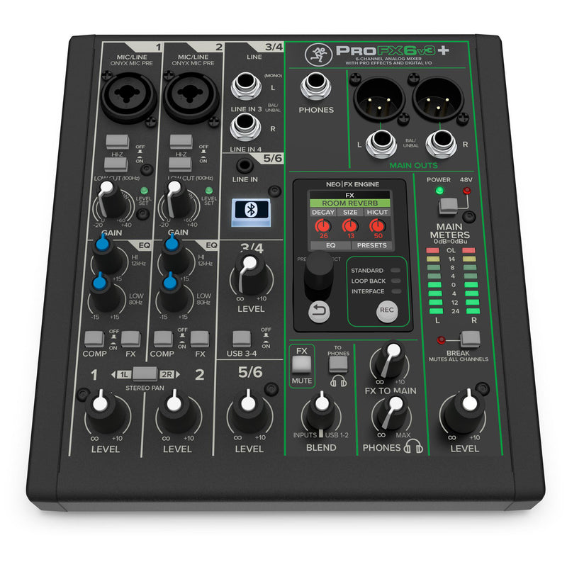 Mackie PROFX6V3+ Mixer USB Bluetooth 6C EFX Pro x live home recording streaming