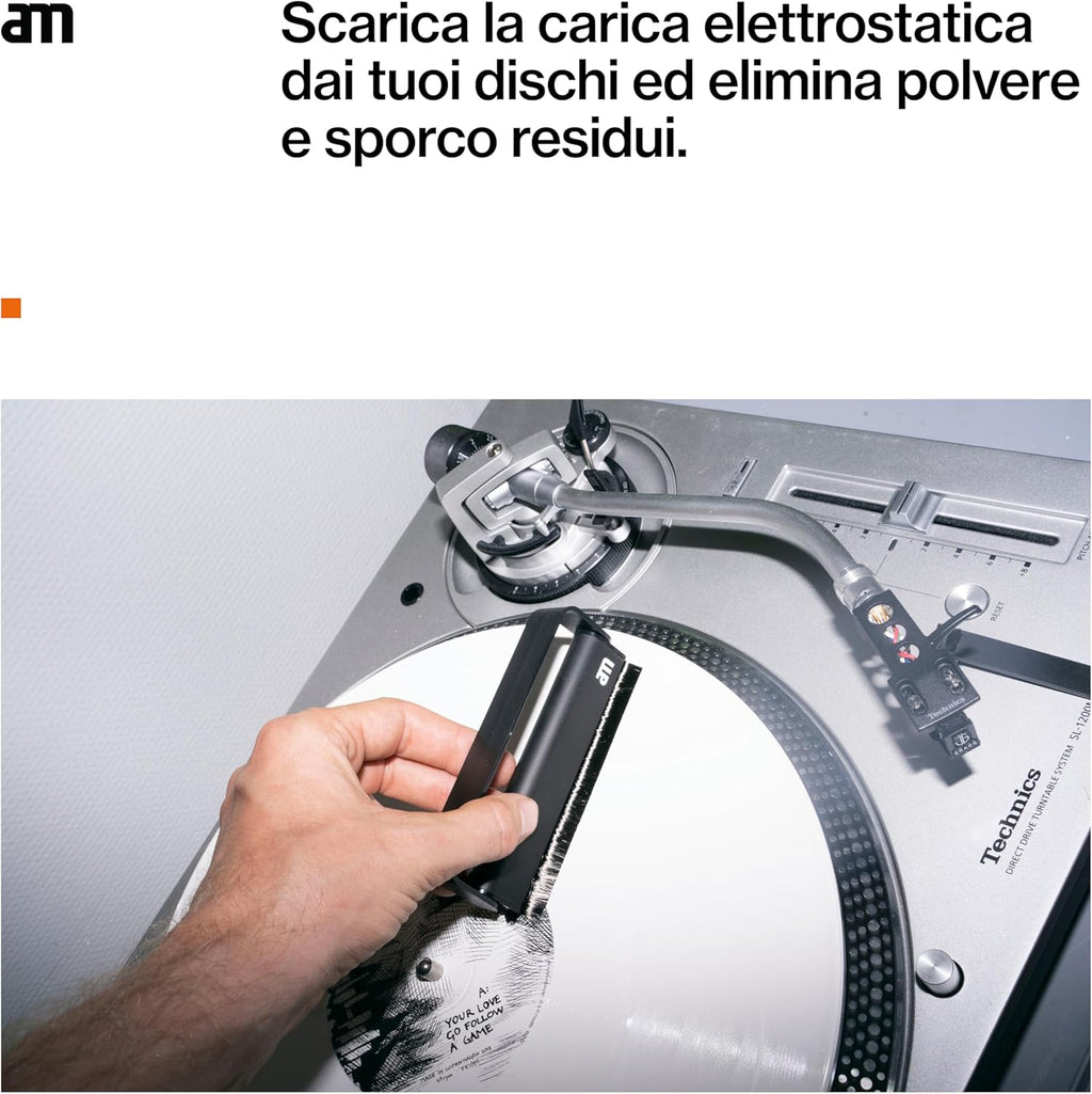 Kit Completo Per La Pulizia Di Vinili E Giradischi – AM Clean Sound Record Cleaner Con Liquido, Spazzole In Fibra Di Carbonio E Panni In Cotone