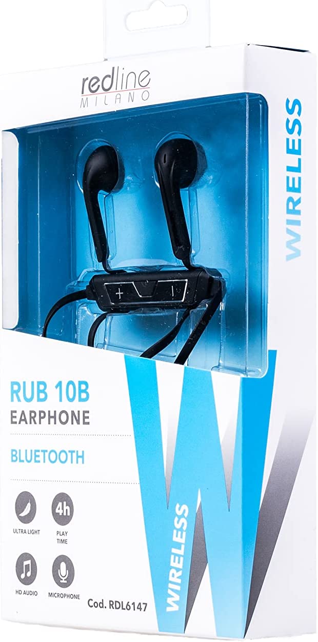 Redline RDL6147 RUB 10B Auricolare On Ear Bluetooth, adatti per lo Sport, Nero