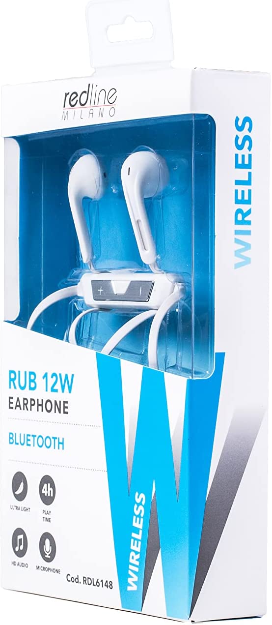 Redline RDL6148 RUB 12W Auricolare On Ear Bluetooth, adatti per lo Sport, Bianco