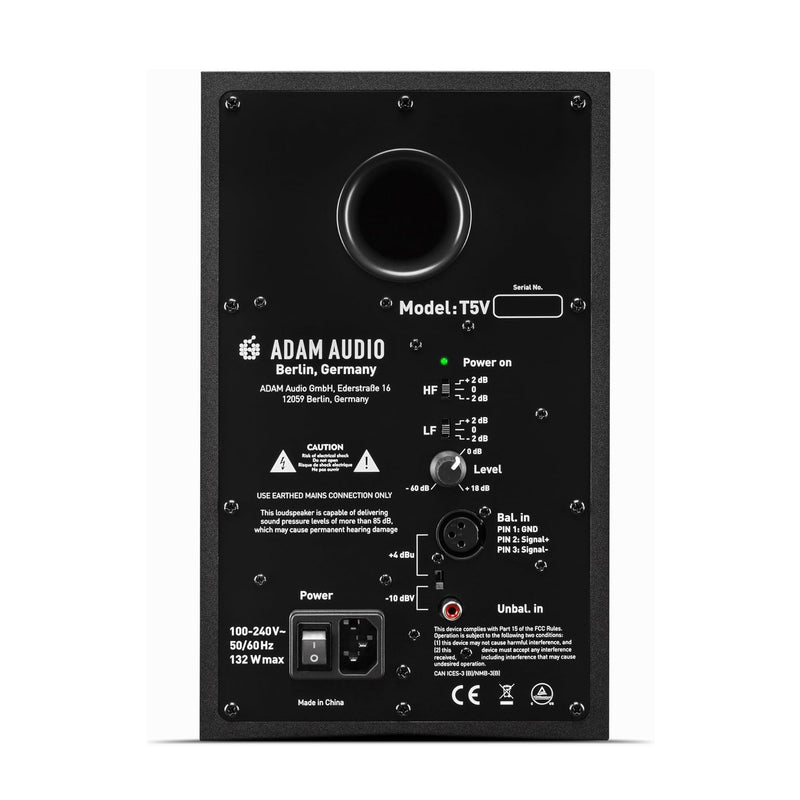 Adam Audio T5V Coppia Monitor Audio Attivo Pro biamp. da studio, 70w RMS, Nero
