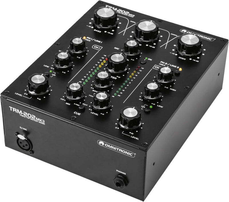 Omnitronic TRM-202 MK3 Mixer Dj rotativo 2C con isolatore di frequenza a 3 bande