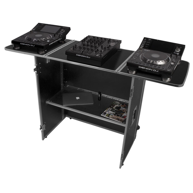 UDG U92049SL2 Ultimate Fold Out DJ Table Silver Black MK2 Plus Wheels Tavolo Dj