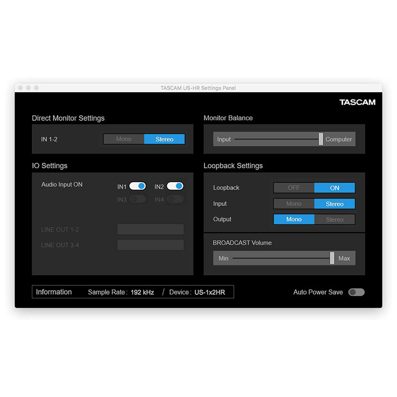 Tascam US-1x2HR Interfaccia audio USB ad Alta Risoluzione con 2IN / 1MIC, 2 OUT