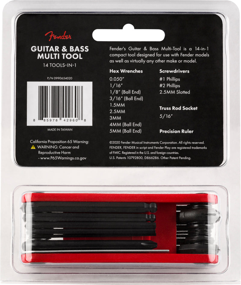 Fender Guitar & Bass Multi-Tool multi-utensile x chitarra basso compatto 14 in 1