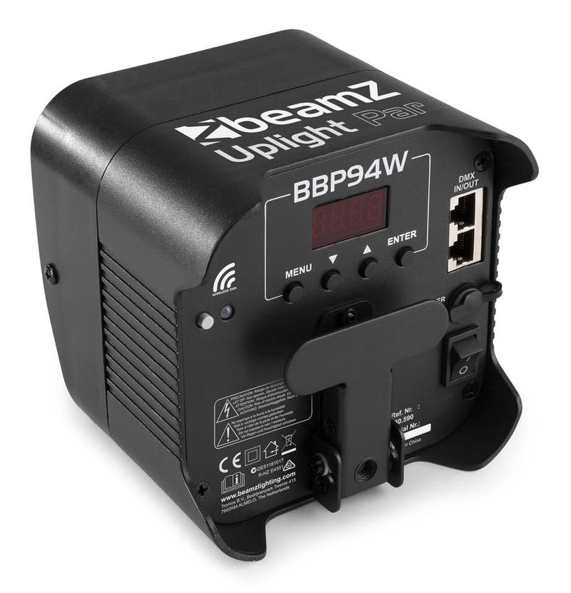 Beamz BBP94W Uplight Par 4x12W a batteria e ricevitore DMX wireless integrato