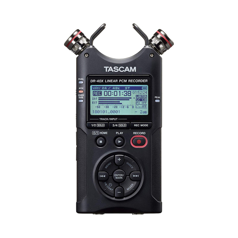 Tascam DR-40X Registratore digitale portatile 4Can. Inter. USB 2In e 2Out, Nero