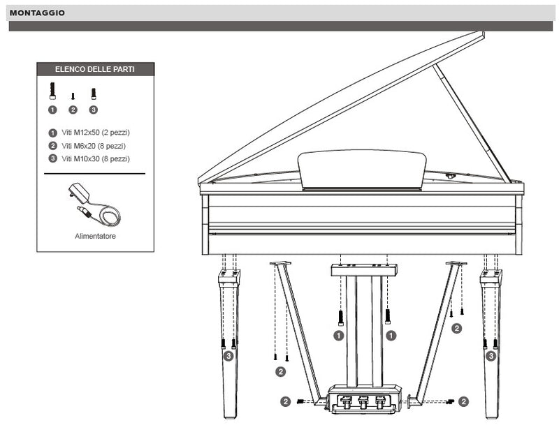 Echord GP10B BLACK Pianoforte Digitale a codino 88T Pesati HAG + Suoni+EFX, Nero