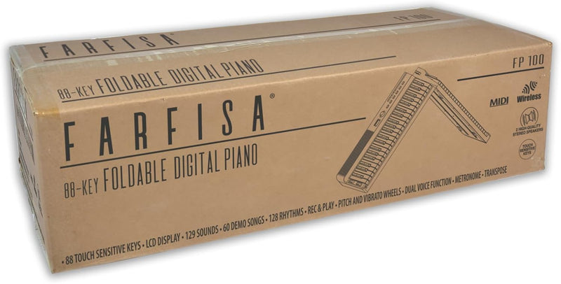 Farfisa FP 100 Tastiera Portatile Pieghevole 88T touch sensitive, Rec/Play, Nero