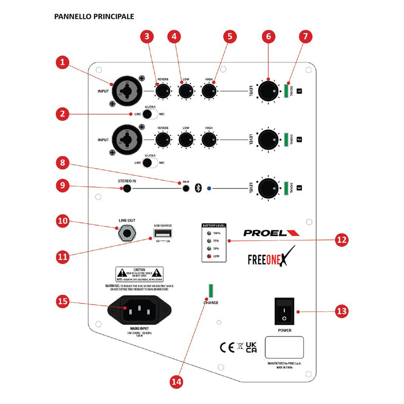 Proel FREEONEX-WH Sistema audio batteria bluetooth 400wBianco+COVERFREEONEX Nero