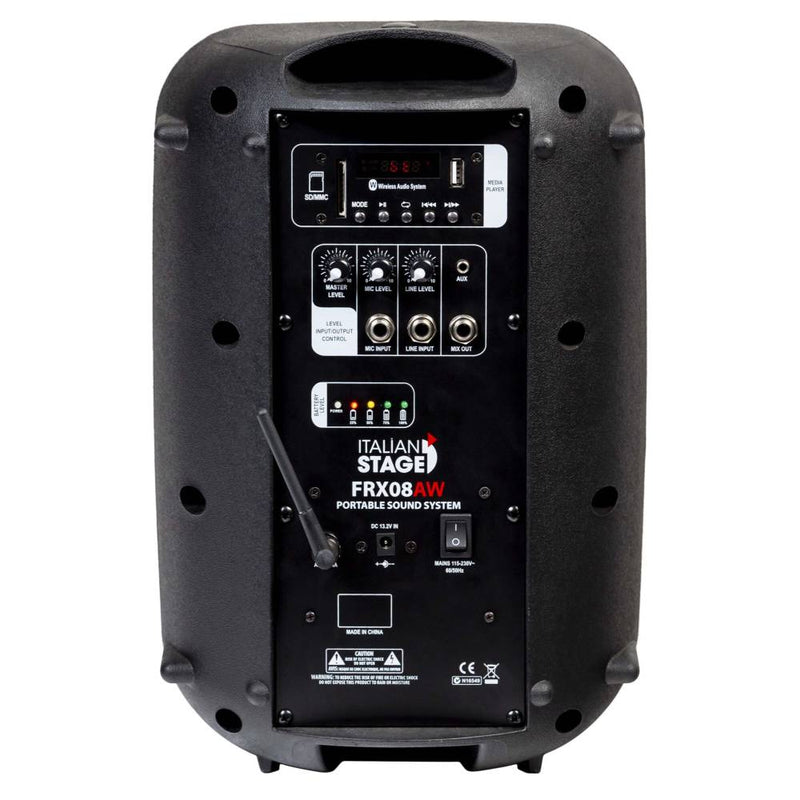 Italian Stage IS FRX08AW Cassa Attiva 60w + bluetooth, mic wireless e Batteria