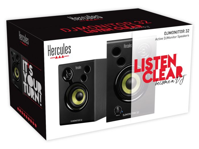 Hercules DJMONITOR 32 Coppia monitor audio attivi da Desktop, 60w di picco, Nero