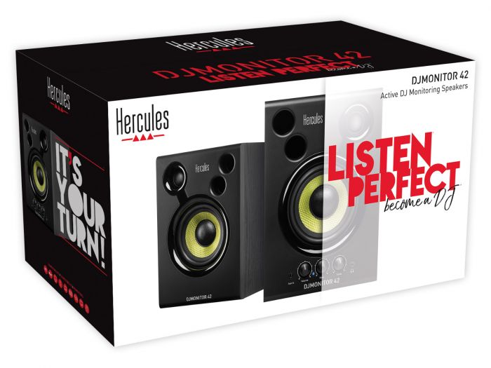 Hercules DJMONITOR 42 Coppia monitor audio attivi da Desktop, 80w di picco, Nero