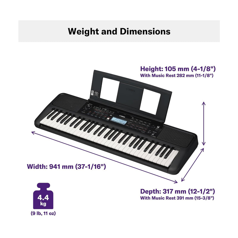 Yamaha PSR-E383 Tastiera Dig. Portatile 61T + HPH-50B + Dam BT100 Borsa trasp.