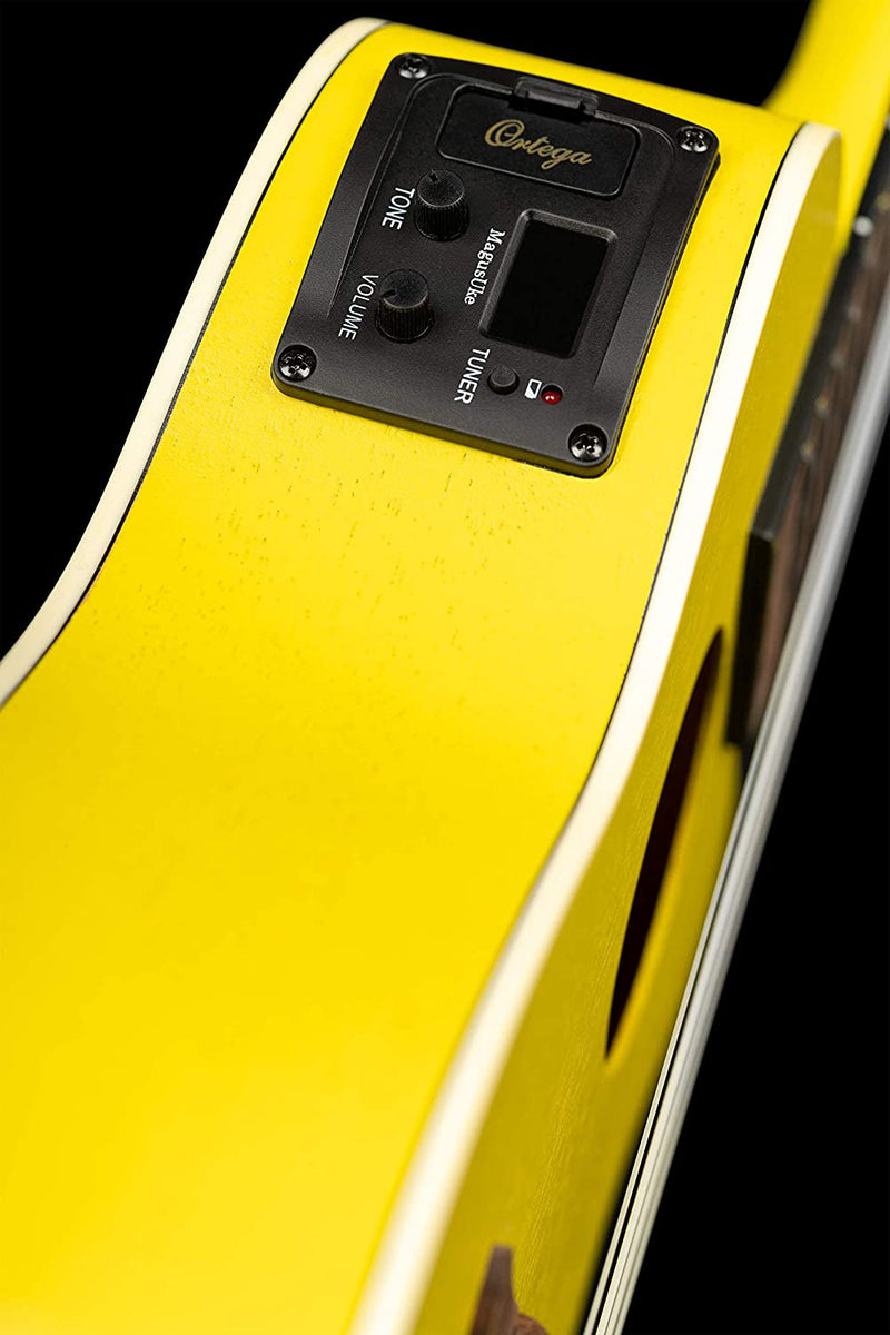 Ortega RUSUN-CE Ukulele elettrificato cutaway da concerto serie EARTH Sun Yellow