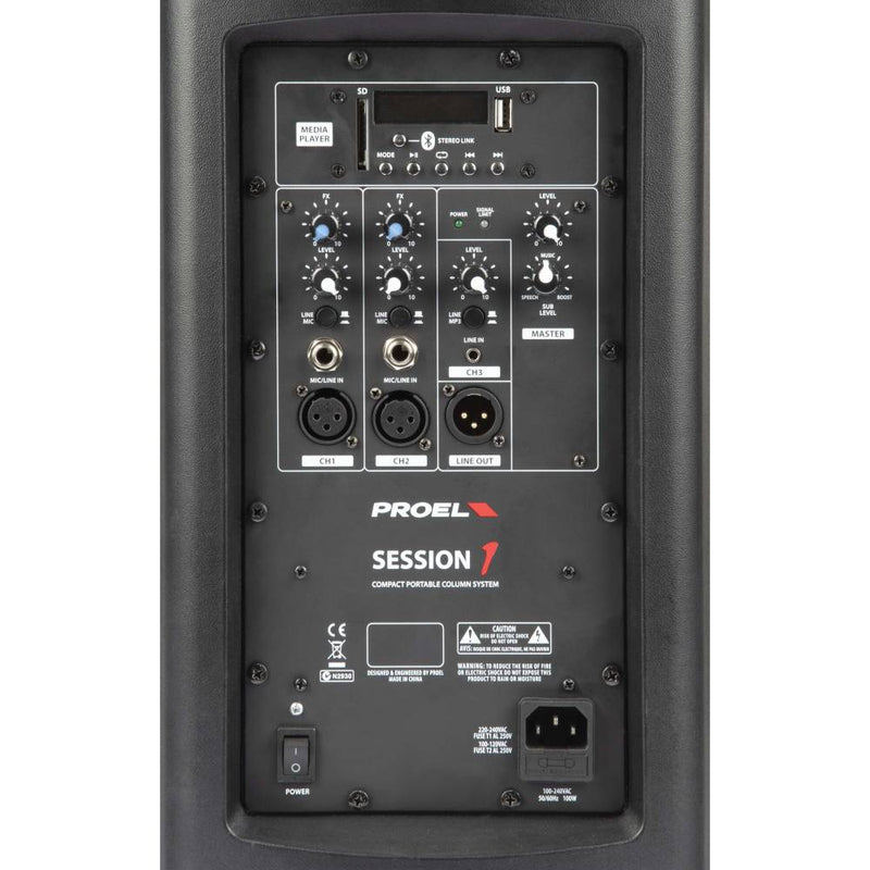 Proel SESSION1 Coppia Sistema colonna 400W MP3 USB SD BLUETOOTH STEREO + 2Cover