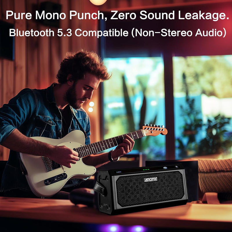 Aroma TG-08 METAL BLACK Amp. portatile mono x chitarra elettrica 10w + bluetooth