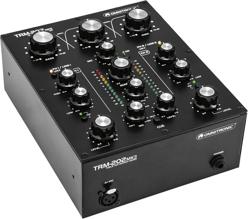 Omnitronic TRM-202 MK3 Mixer Dj rotativo 2C con isolatore di frequenza a 3 bande