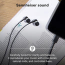 Sennheiser CX 80U Auricolari In-Ear cablato USB-C plug-and-play + mic., Nero
