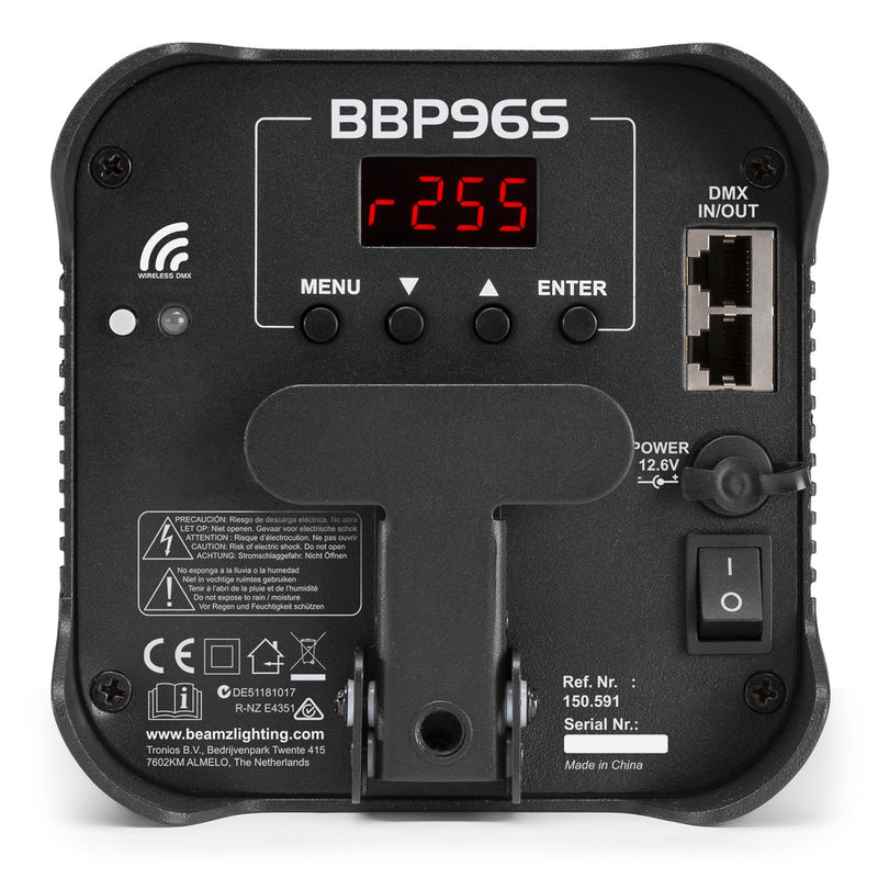 Beamz BBP96S Uplight Par Led WDMX IRC 6Led x12w RGBAW-UV batteria e wireless DMX