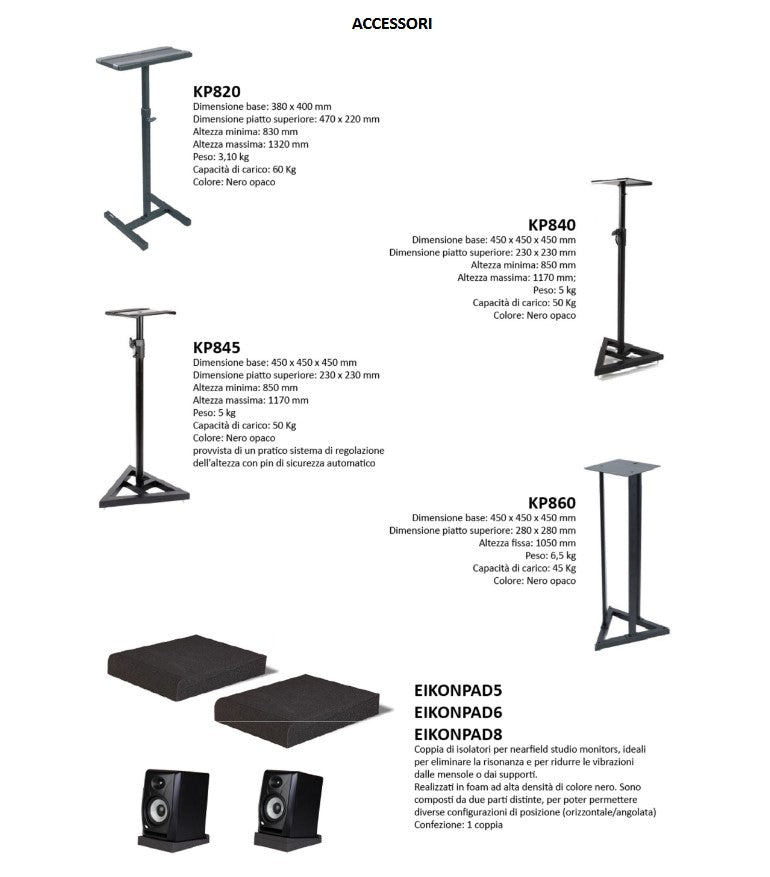 Proel EIKON EK8NF Coppia Monitor Audio Pro da Studio bi-amp in Classe AB 45+75 W