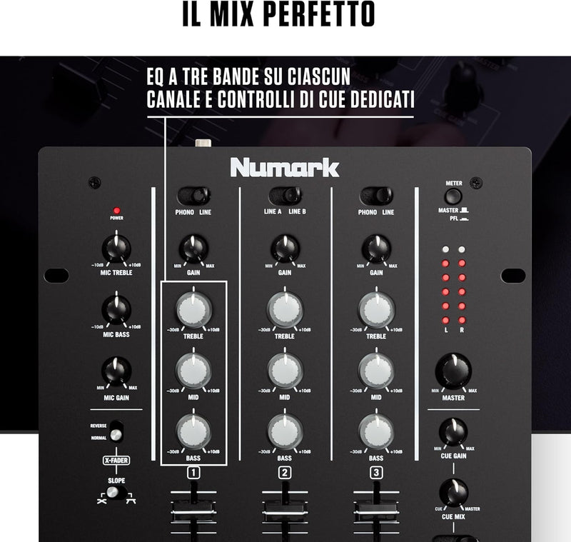 Numark M4 Mixer Scratch Professionale per Dj a 3 canali, Nero