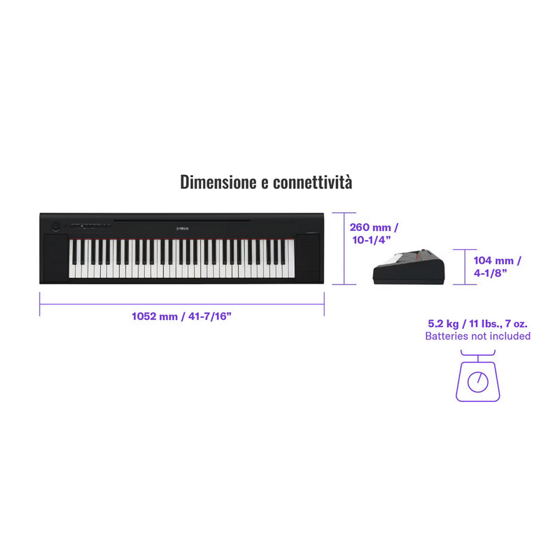 Yamaha NP-15B BLACK PIAGGERO Pianoforte Tastiera Digital portatile batterie 61T