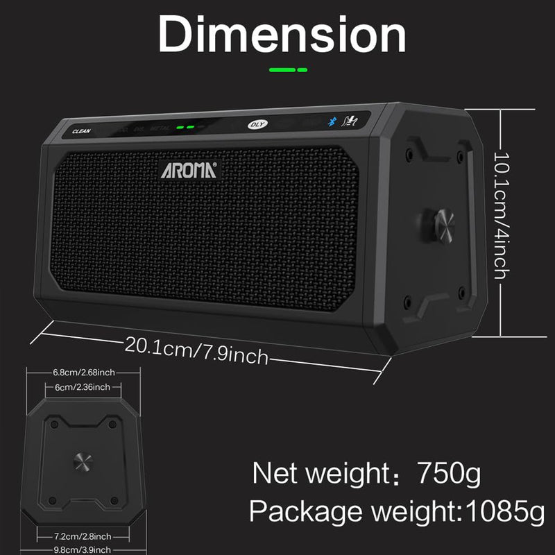 Aroma TG-08 METAL BLACK Amp. portatile mono x chitarra elettrica 10w + bluetooth