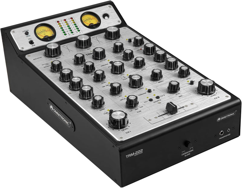 Omnitronic TRM-222 Mixer Dj rotativo 2C isolat. freq. 3 bande filt. VCF FX Loop