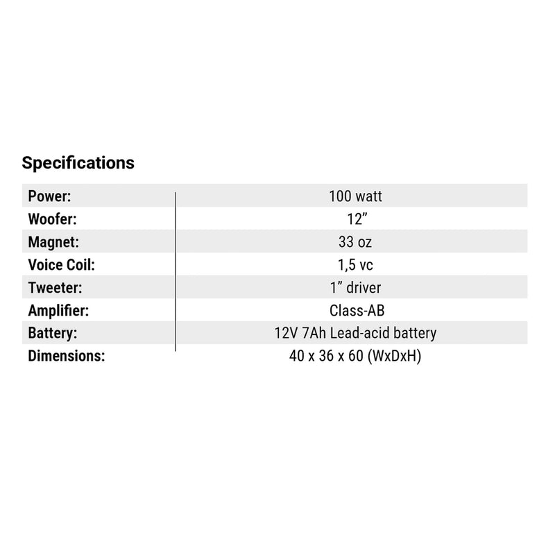 Farfisa FA 120 Trolley Diffusore Attivo Batteria 100w picco 2 radiomic wireless