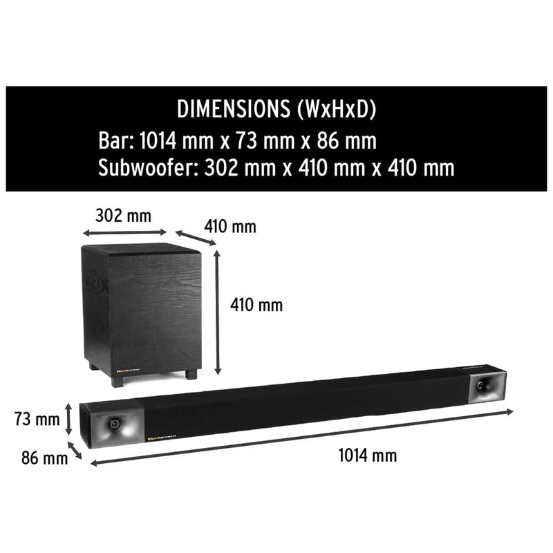 Klipsch Cinema 400 Sound Bar audio 2.1 sistema soundbar +subwoofer con WiFi e BT