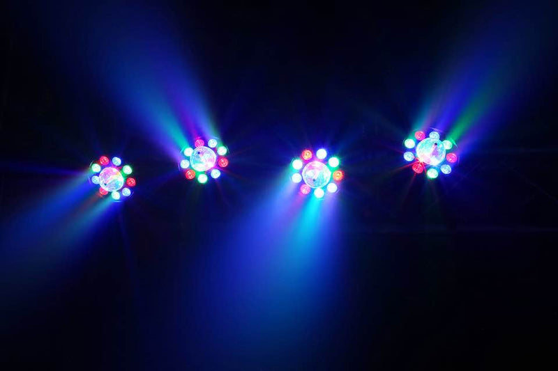 Beamz PartyBar3 Barra d'illuminazione 4PAR 9x1W RGB MagicBall DMX IR + treppiedi
