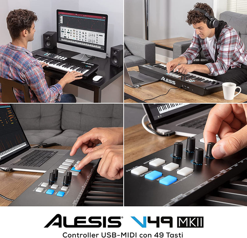 Alesis V49 MKII Tastiera MIDI Controller USB con 49 Pad Sensibili alla Velocità